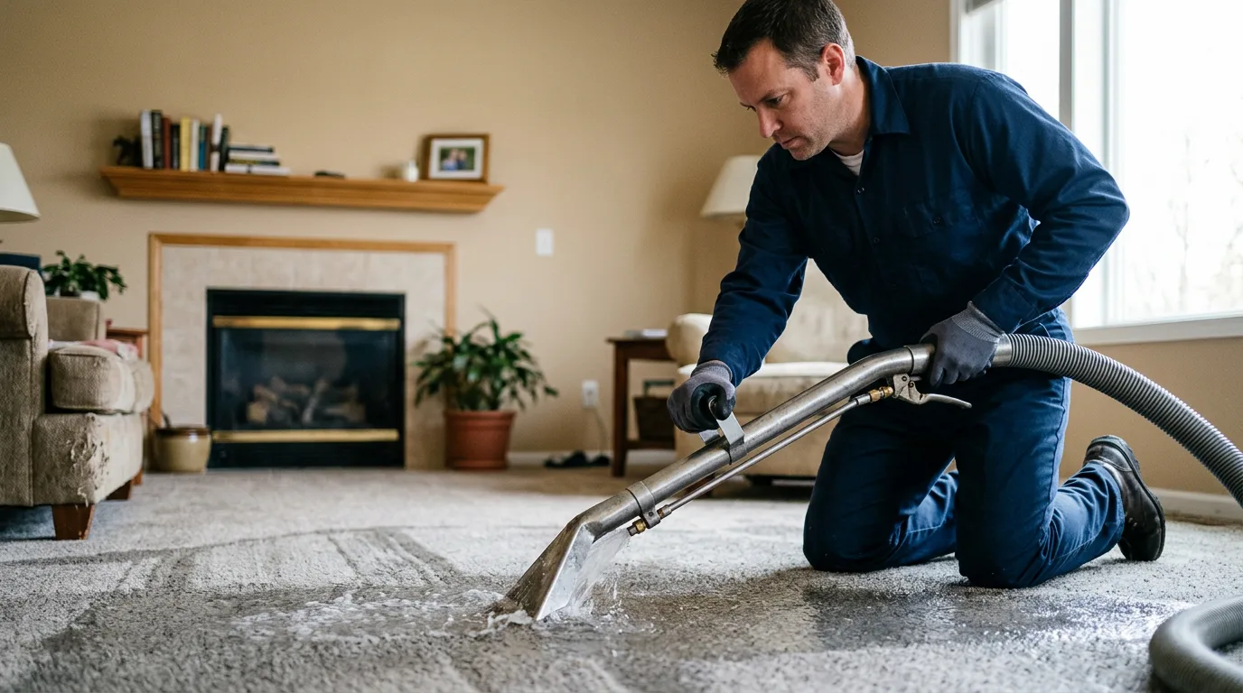 Water damage restoration technician working near Russell, KY